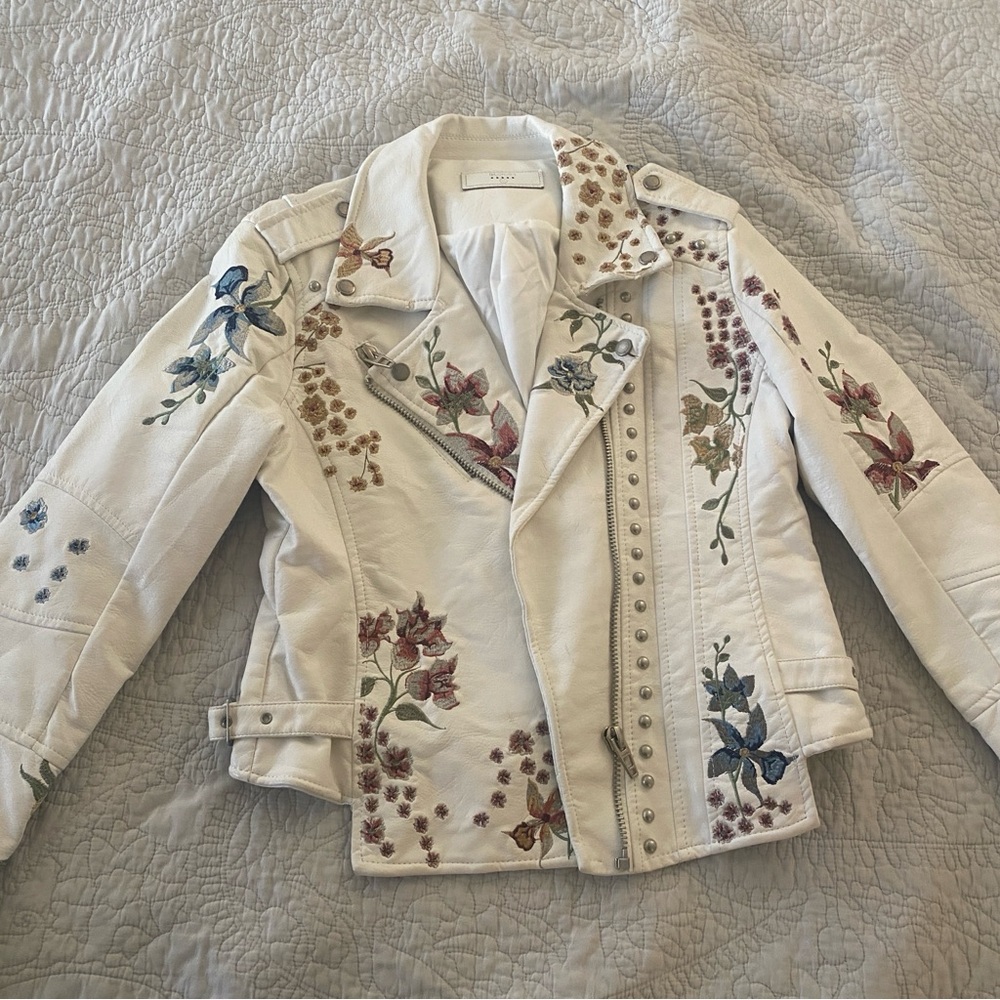 Blank NYC Floral Studded Leather Jacket